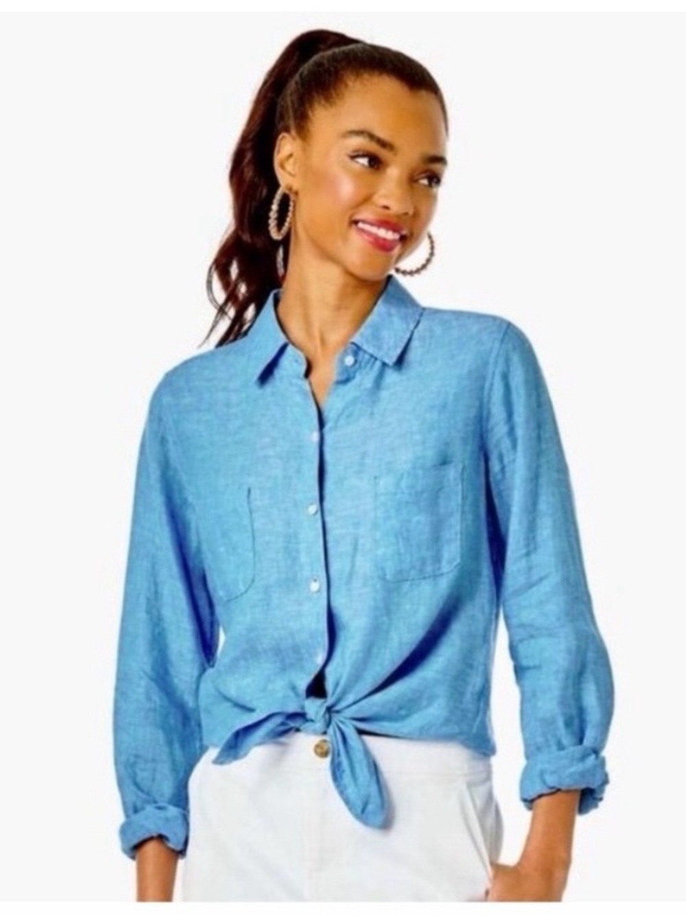 Lilly Pulitzer Sea View Linen Shirt XS